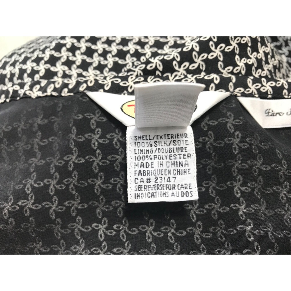 Talbots Womans Size 8 100% Pure Silk A-Line‎ Skirt Lined Side Zip Black, White - Picture 10 of 12